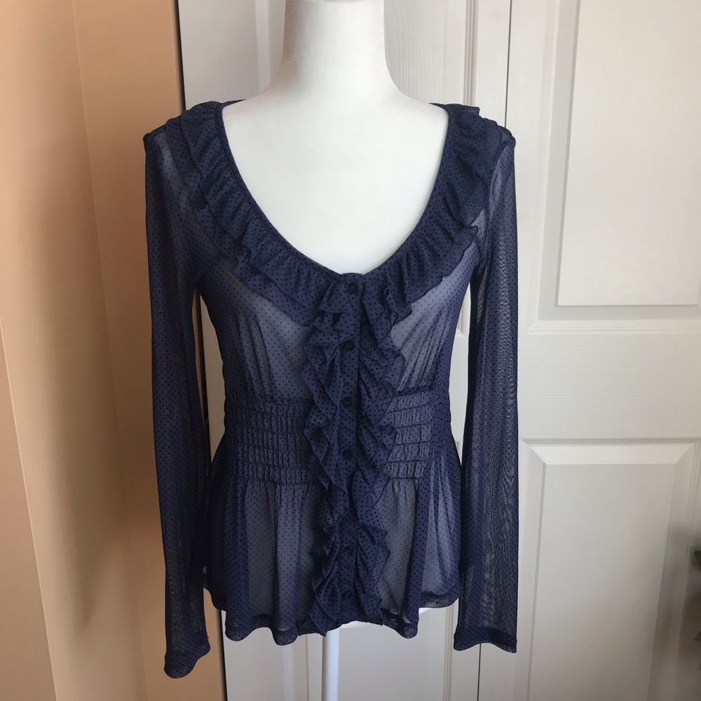 INC International Concepts Semi Sheer Blouse Size Medium EUC